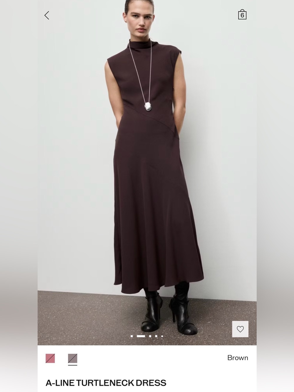 Mango- never used! Brown A-Line Turtleneck Maxi Dress